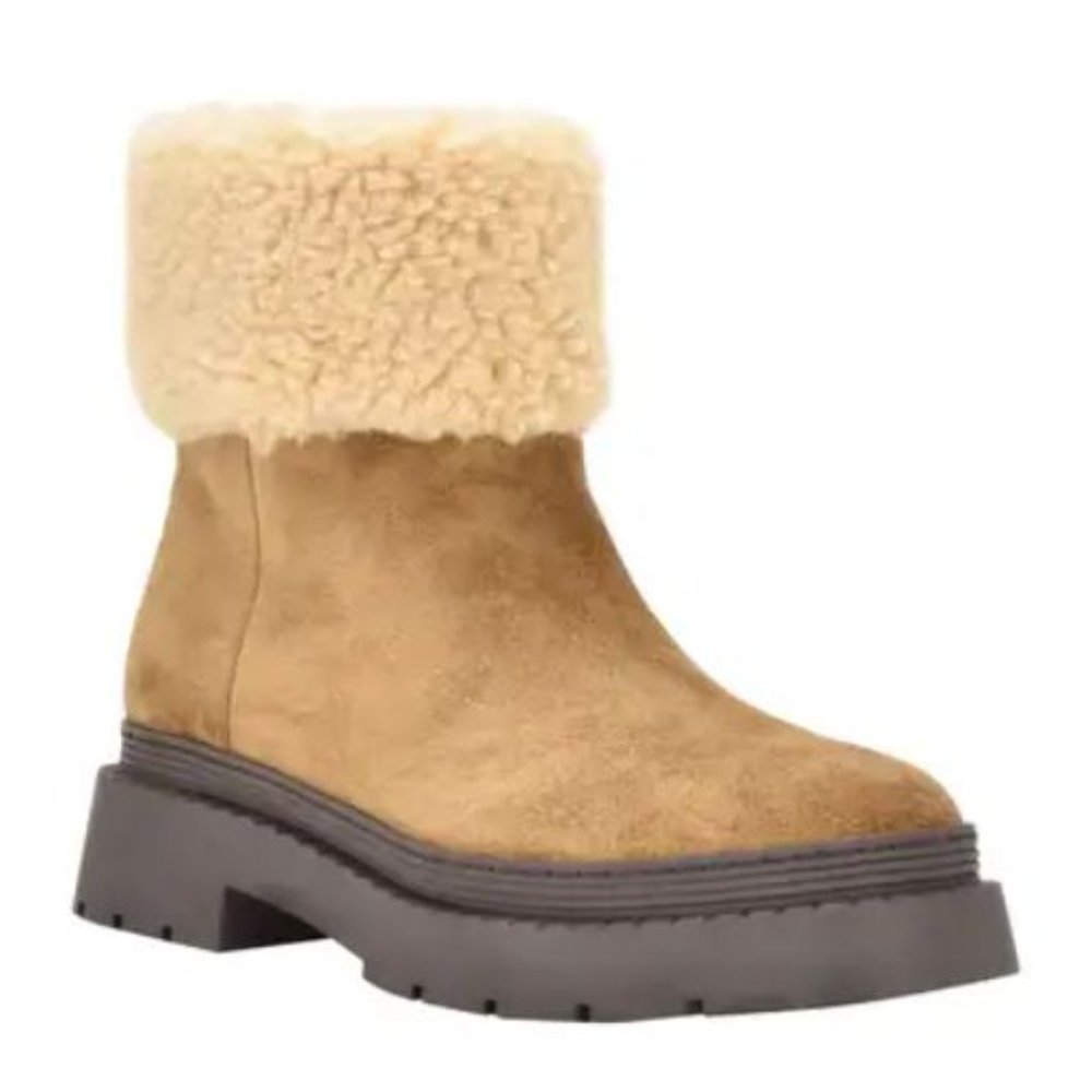 NWB Marc Fisher Leather Bootie with Faux Fur